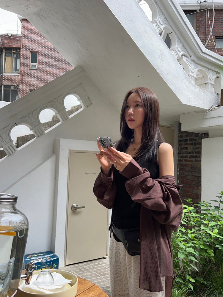高質微透紋理寬鬆襯衫