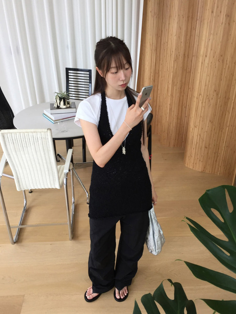 美背掛脖綁帶針織上衣