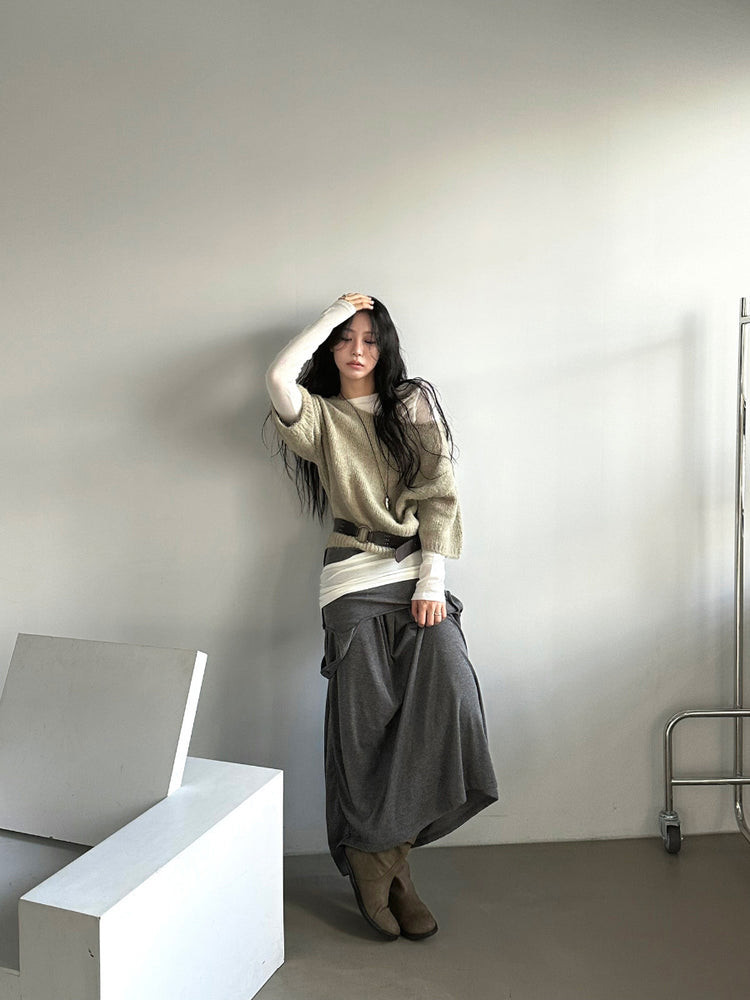 美肩側露腰細節上衣