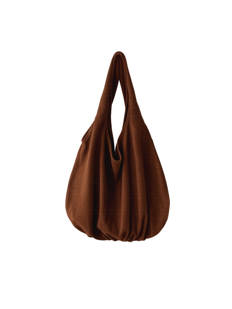 麂皮絨抓皺細節hobo bag(附小袋)