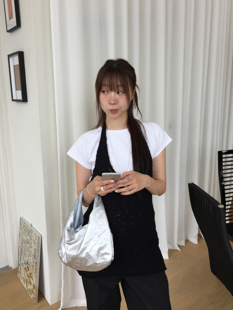 美背掛脖綁帶針織上衣