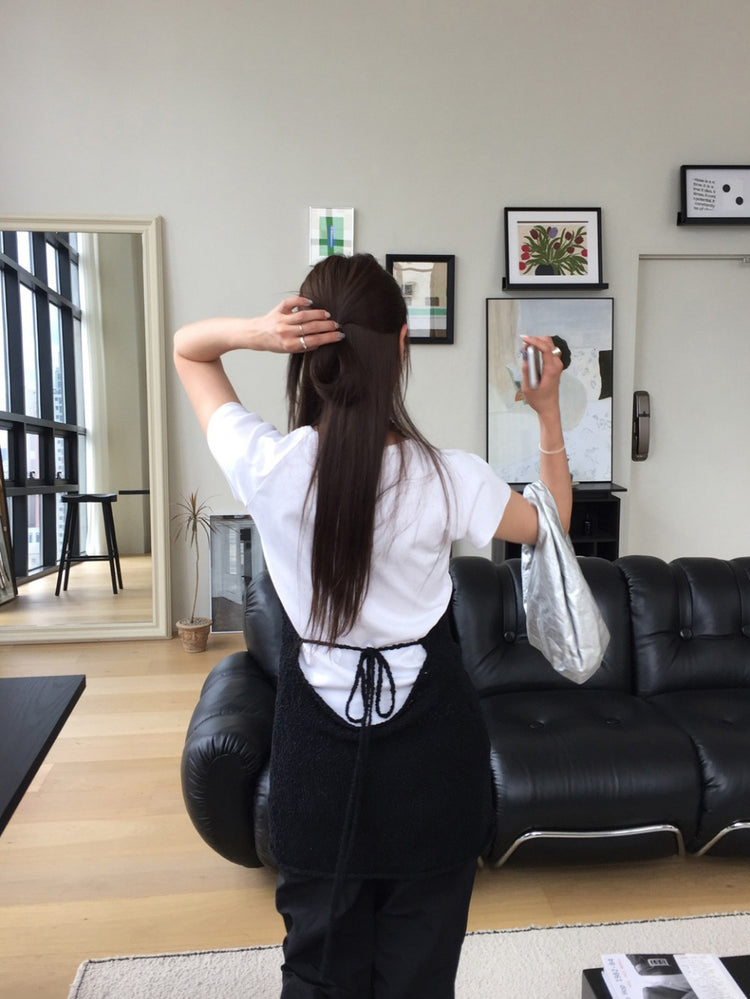 美背掛脖綁帶針織上衣