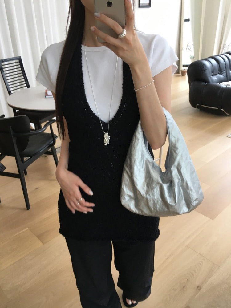 美背掛脖綁帶針織上衣