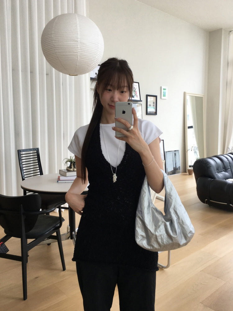 美背掛脖綁帶針織上衣
