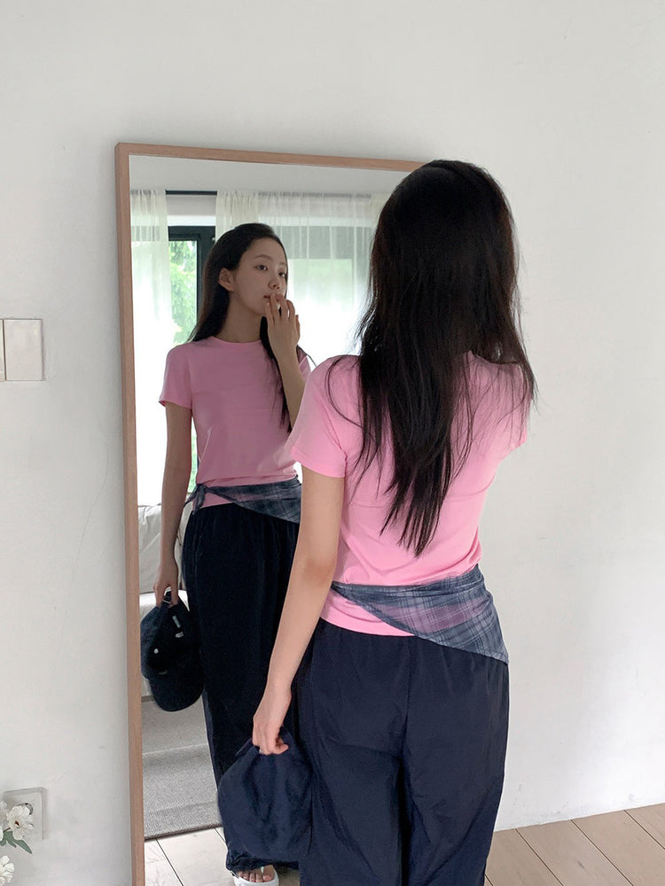 微透格紋三角巾