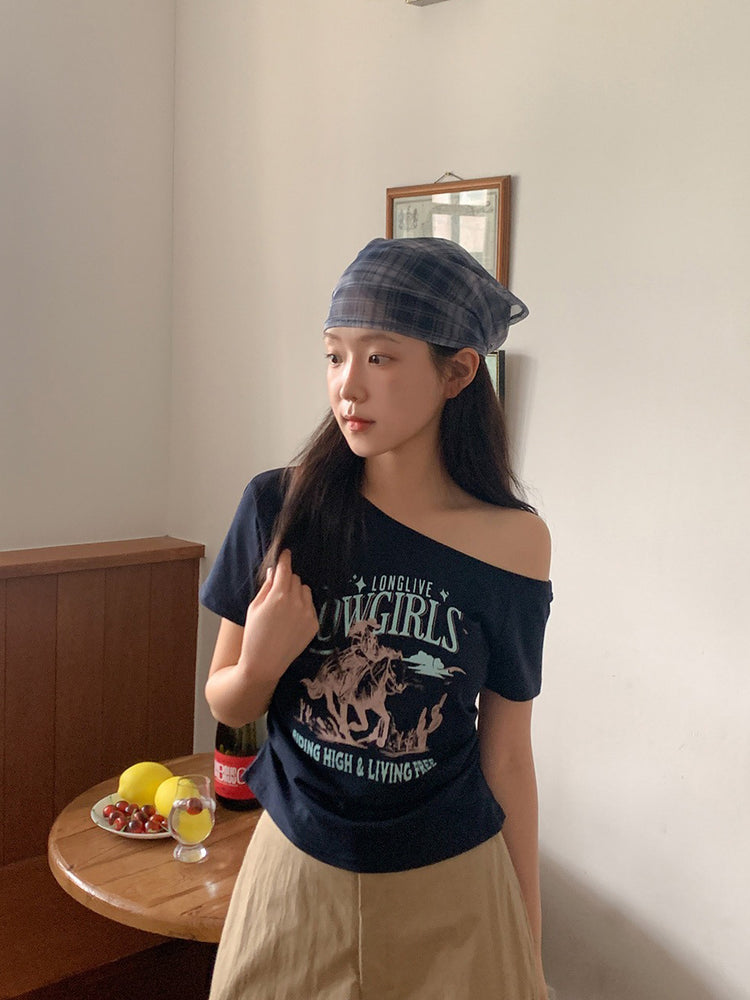 微透格紋三角巾