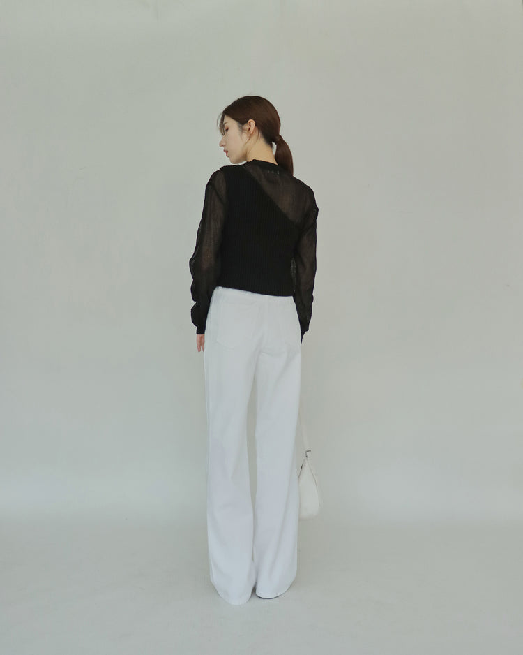 (現)高質透紗修腰上衣