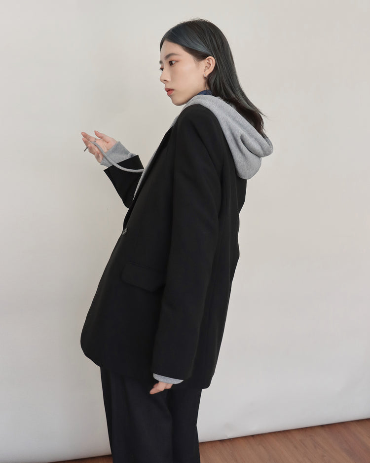 (現)高質雙拉鏈連帽休閒外套-灰色