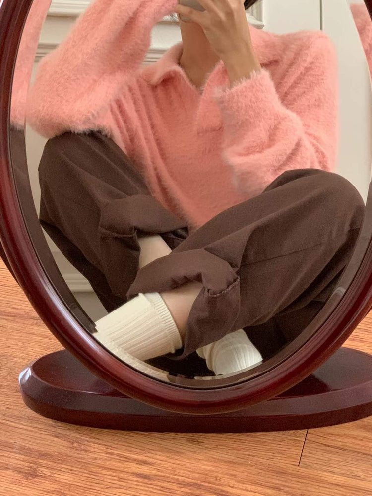 (Fitting)軟糯絨毛翻領修身上衣