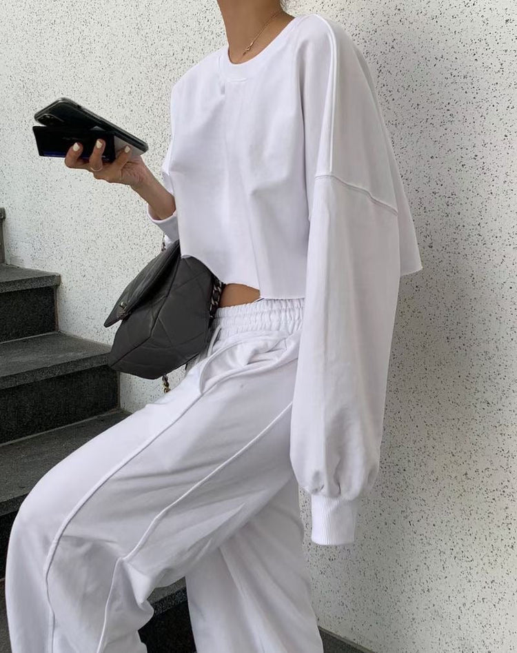 (現)美腰不修邊休閒套裝