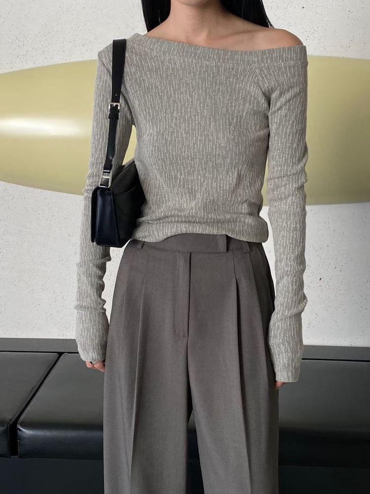 (Fitting)美肩紋理細節上衣