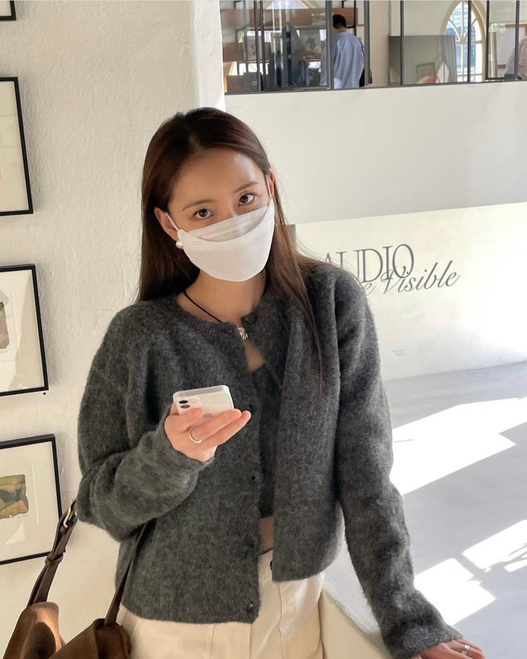 (現)羊毛質感排鈕針織外套