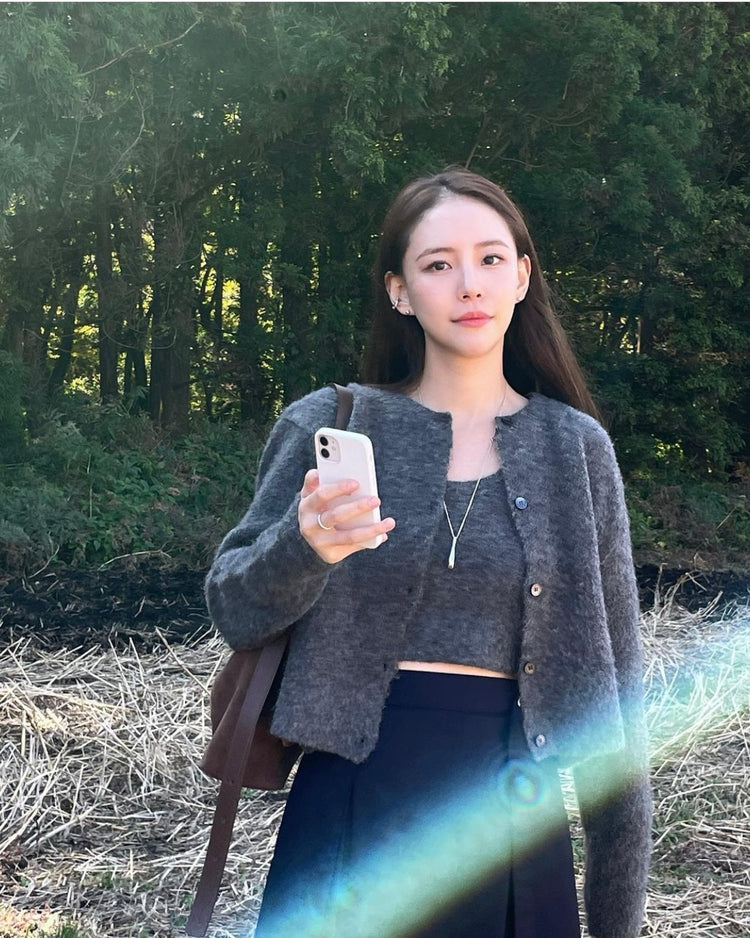 (現)羊毛質感排鈕針織外套
