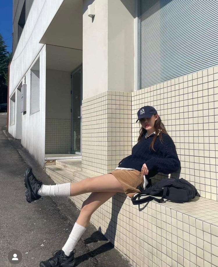 燈芯絨質感中腰短裙