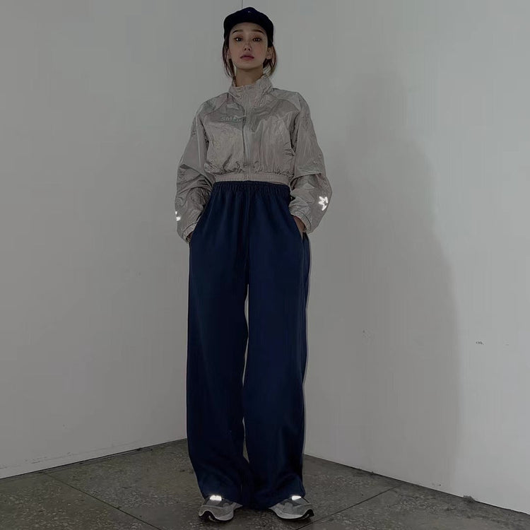 Unisex休閒兩穿棉褲-灰白
