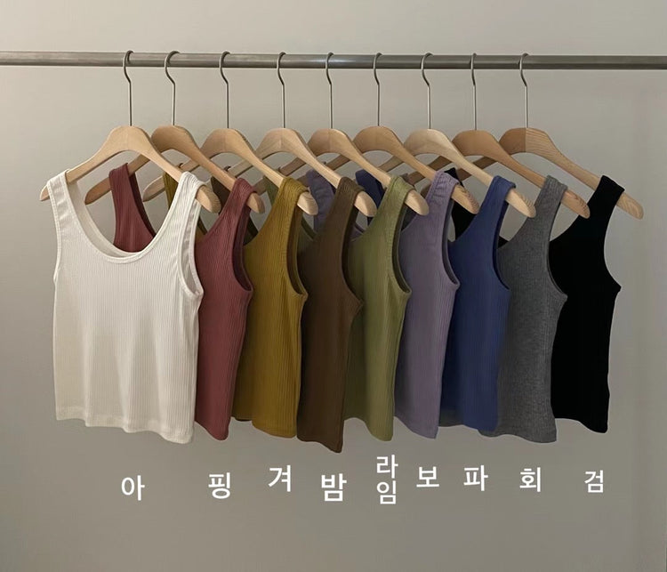 (現)坑紋圓領基礎短背心