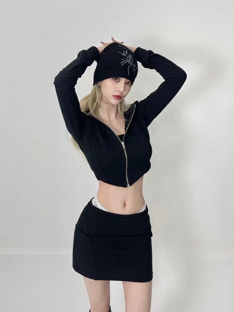 (Fitting)美腰弧下擺線條細節套裝