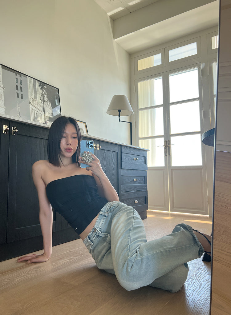 (現)率性刷色中低腰牛仔褲