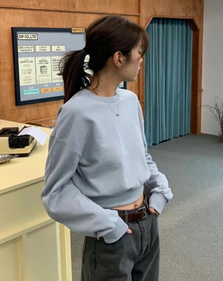 (Fitting)弧線修設計感修腰衛衣