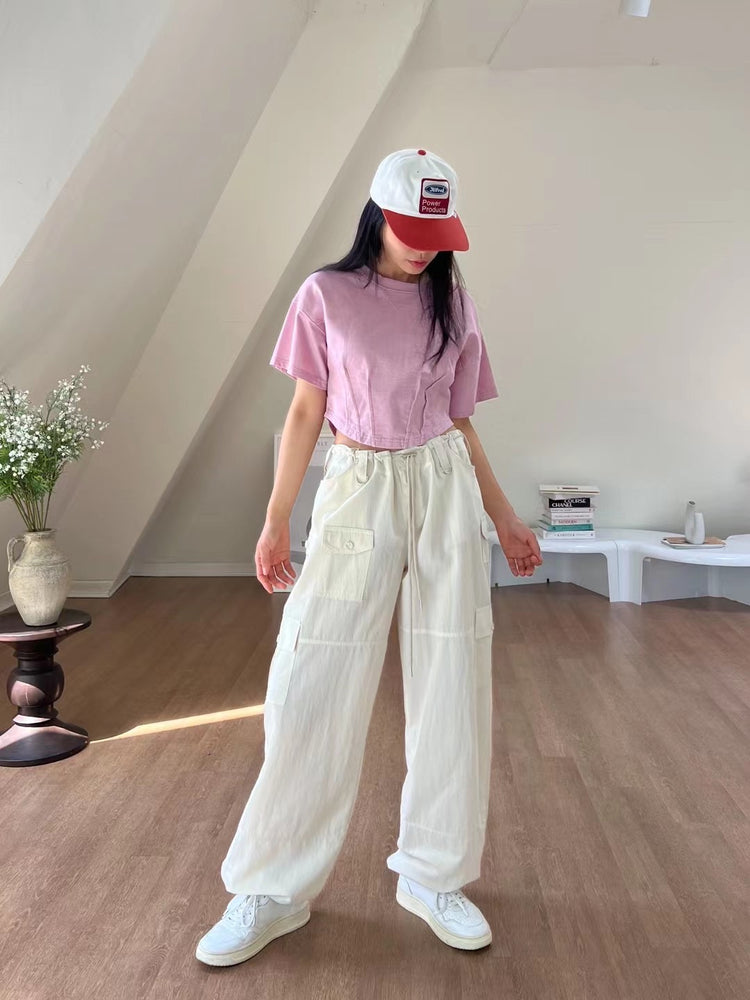 輕薄尼龍細節cargo pants