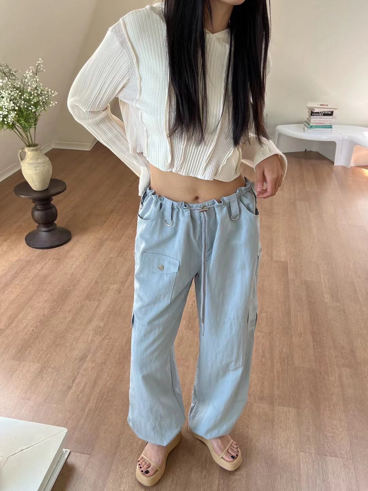 輕薄尼龍細節cargo pants