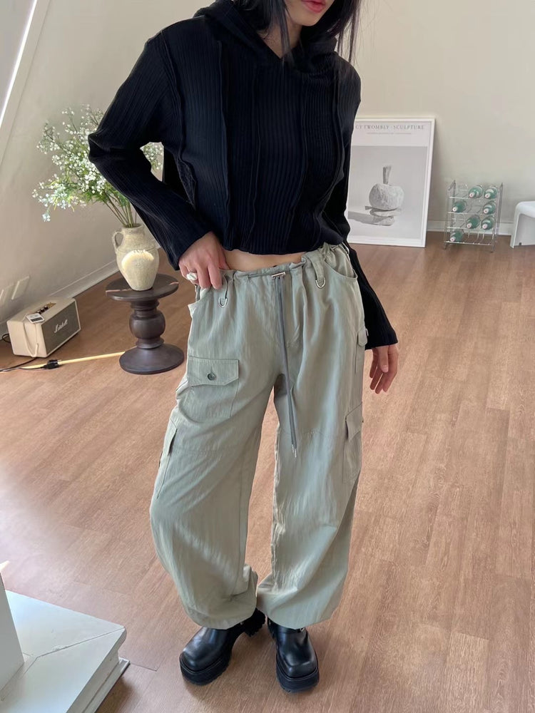 輕薄尼龍細節cargo pants