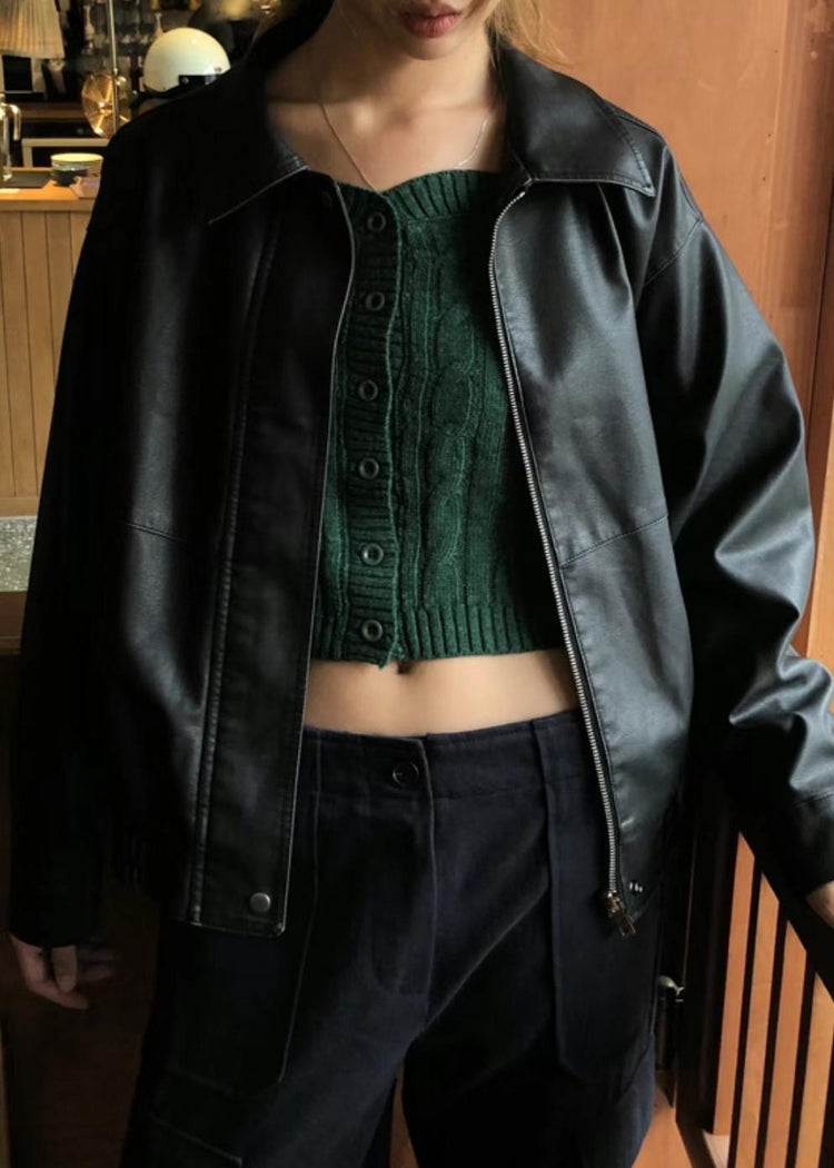 (現) 高質復古皮質細節設計感外套