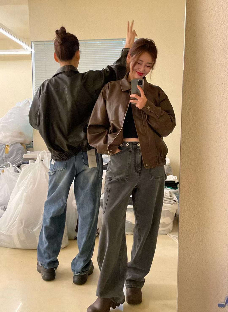(現) 高質復古皮質細節設計感外套