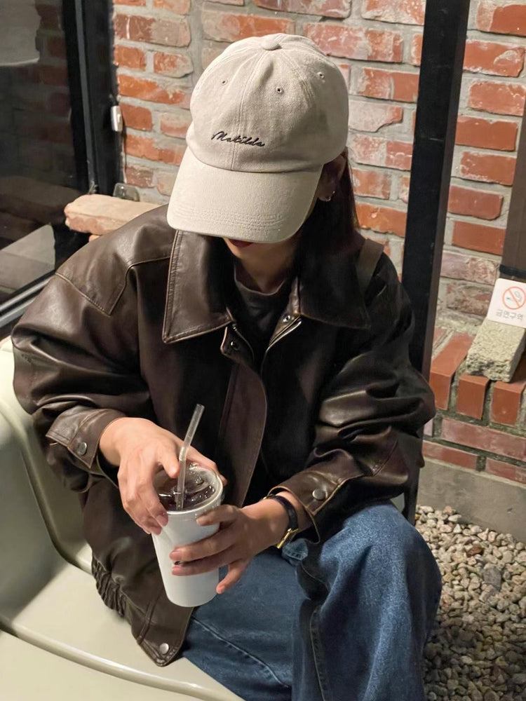 (現) 高質復古皮質細節設計感外套