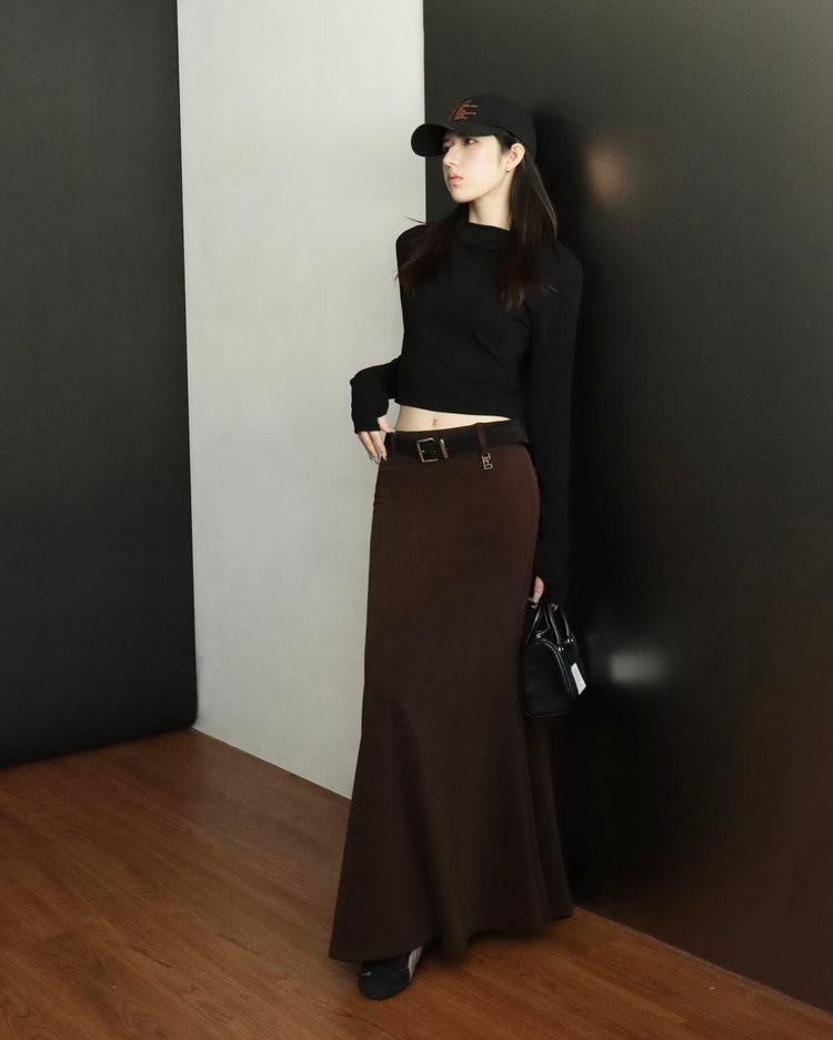 [bypurple.made] cloud maxi skirt-chocolate