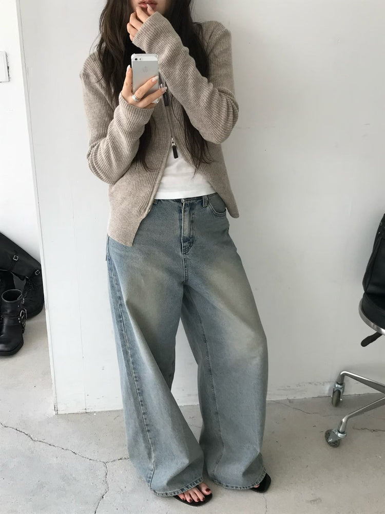 高質復古美色牛仔闊褲