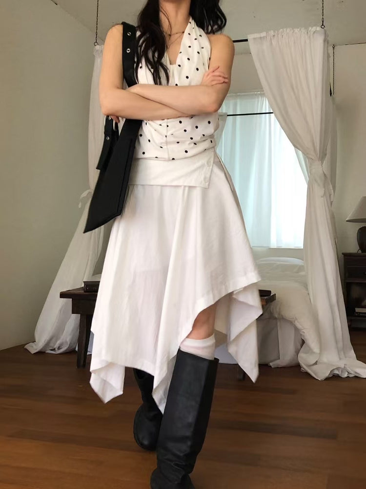 不對稱下擺設計感半裙