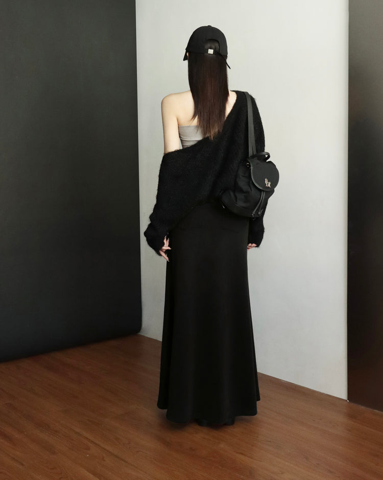 [bypurple.made] cloud maxi skirt-black