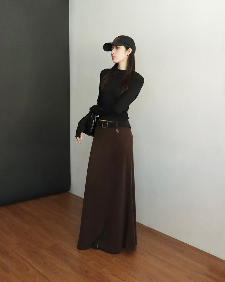 [bypurple.made] cloud maxi skirt-chocolate