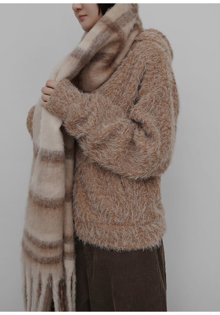 毛絨雙拉鏈鐵環細節連帽外套