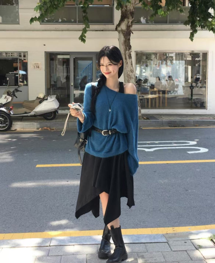 不對稱下擺設計感半裙