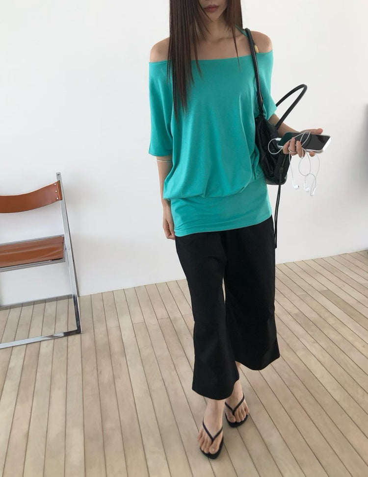 美肩串珠修身細節連身裙