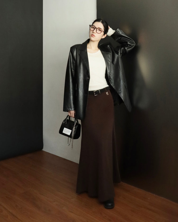[bypurple.made] cloud maxi skirt-chocolate