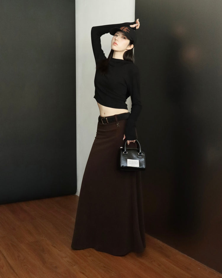 [bypurple.made] cloud maxi skirt-chocolate