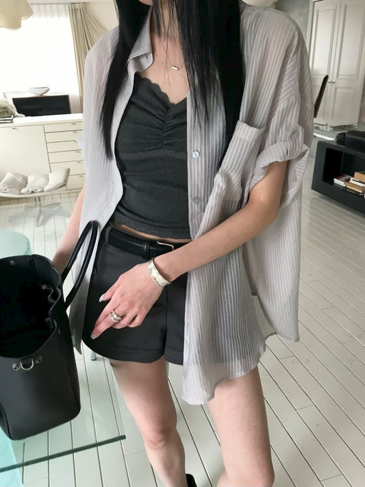 微透條紋袖扣襯衫