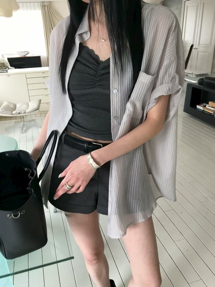 微透條紋袖扣襯衫