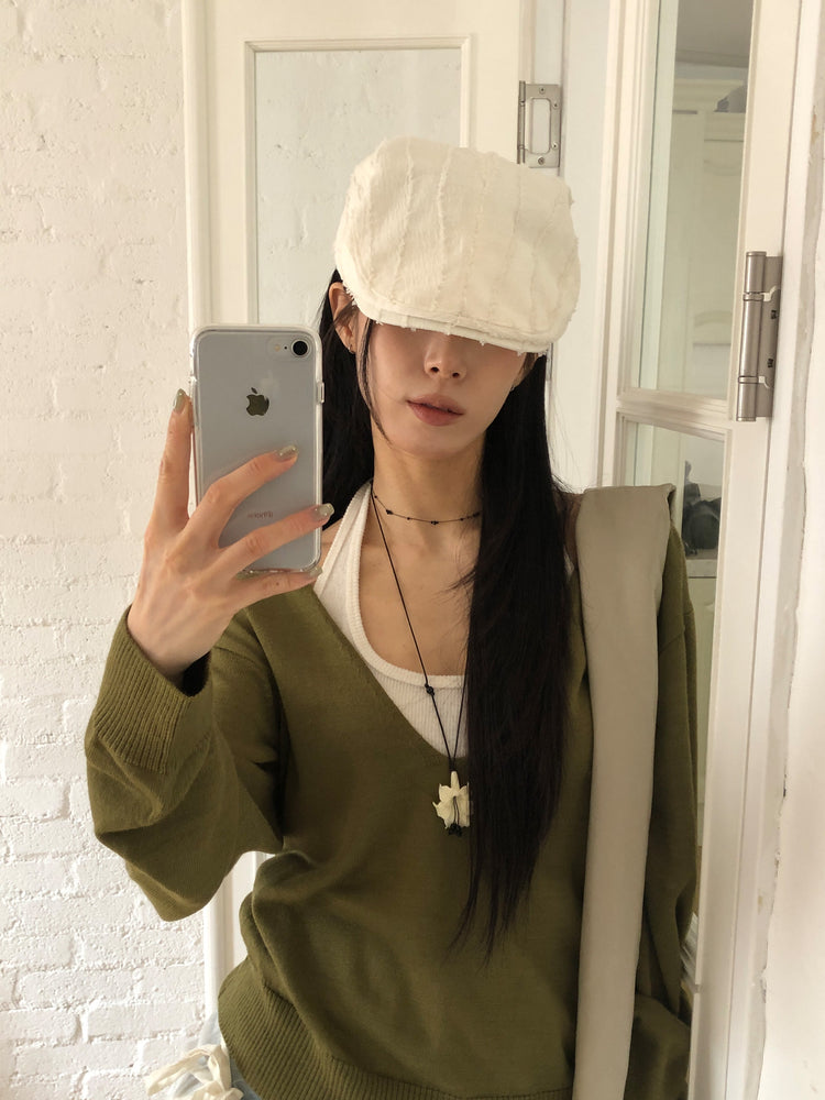 美色深V寬鬆針織衫