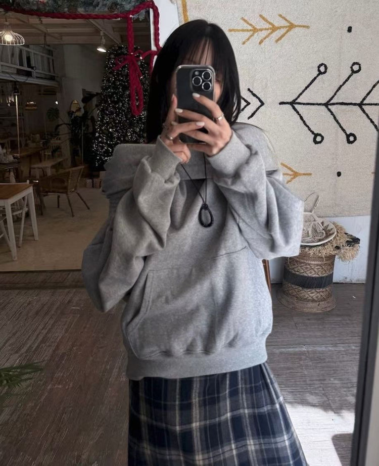 FW美肩垂領連帽衛衣