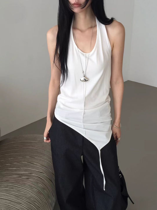 掛脖中壓線垂帶細節上衣