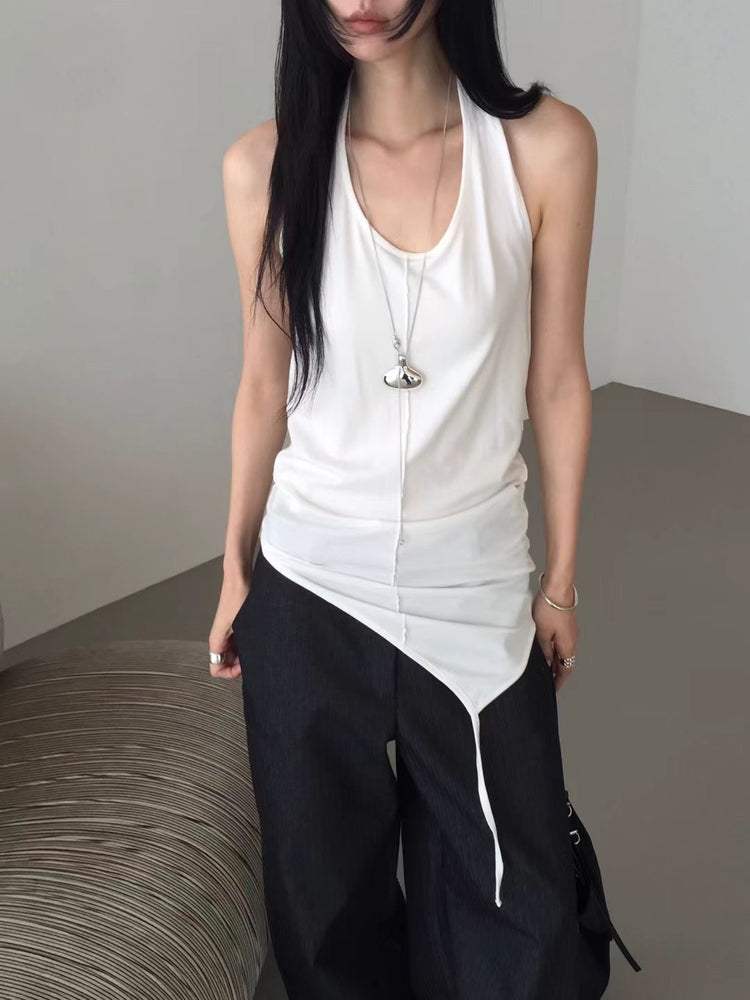 掛脖中壓線垂帶細節上衣