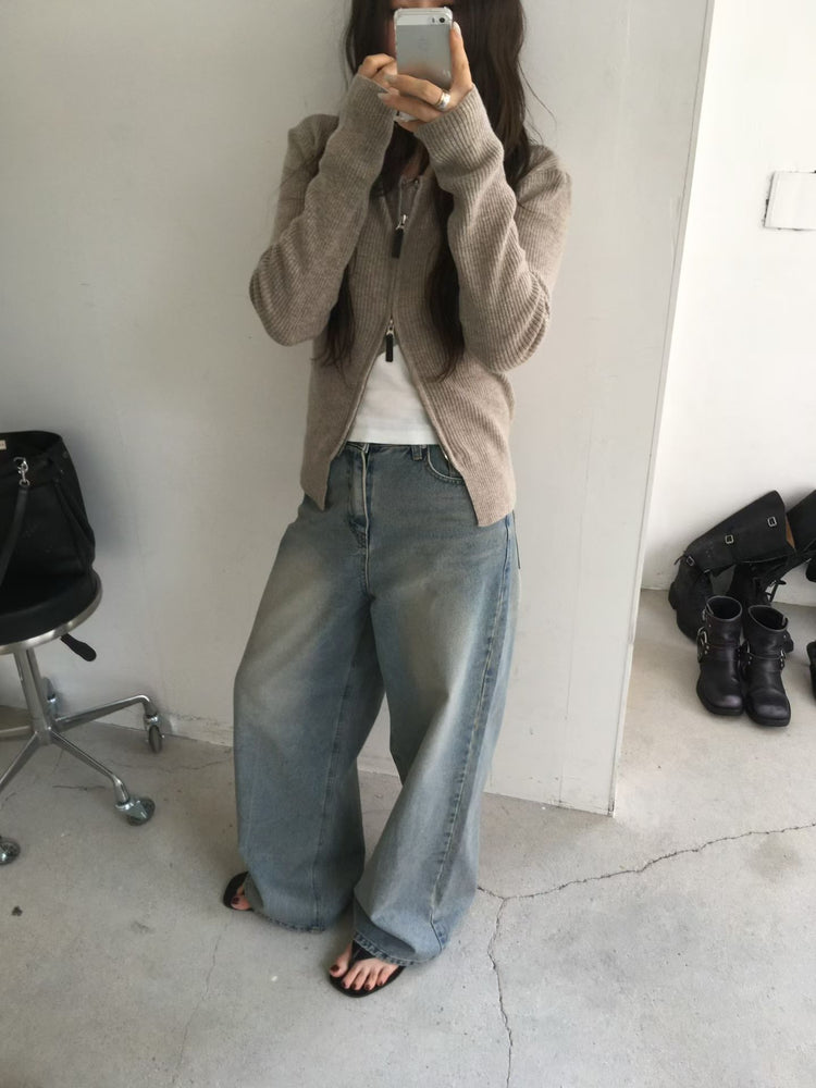 高質復古美色牛仔闊褲