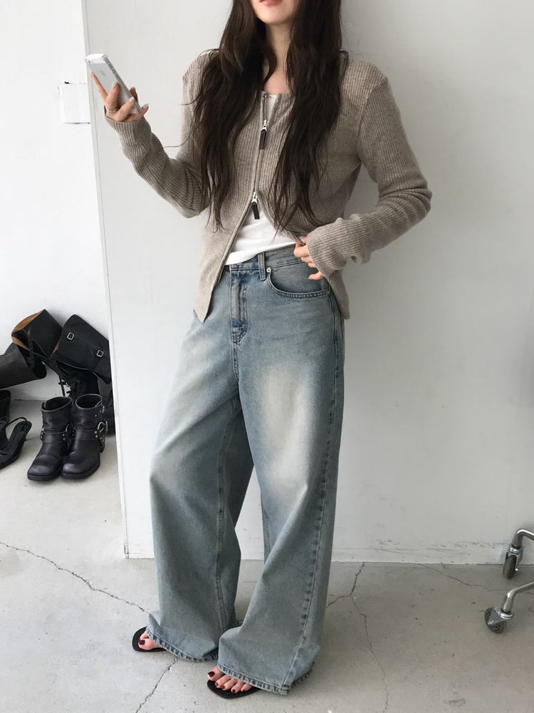 高質復古美色牛仔闊褲