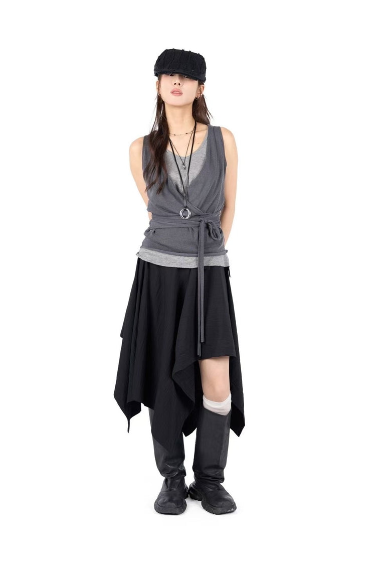 不對稱下擺設計感半裙