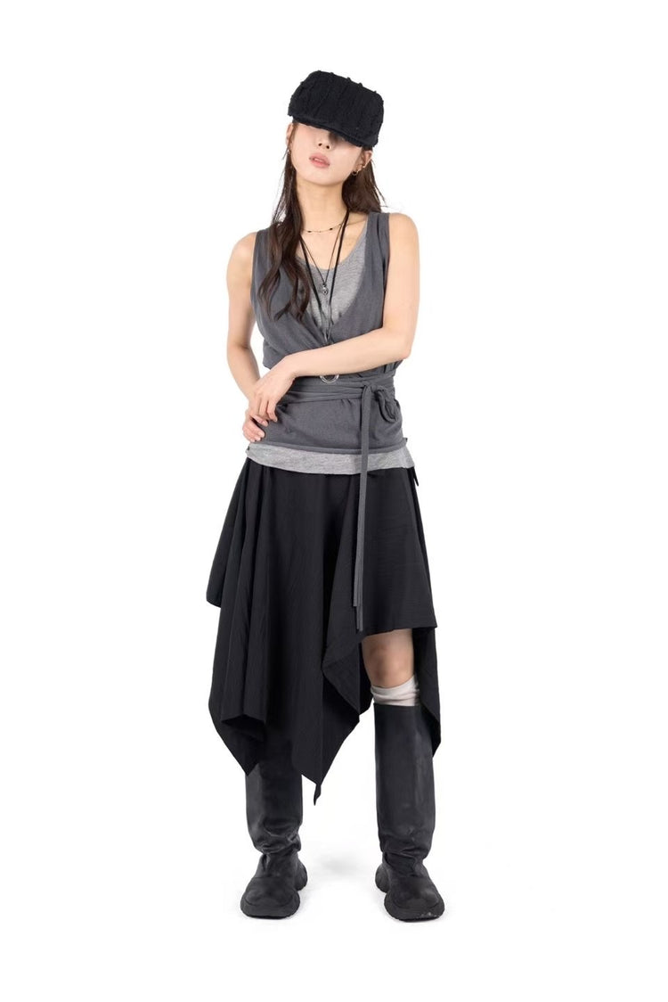 不對稱下擺設計感半裙