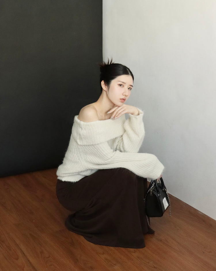 [bypurple.made] cloud maxi skirt-chocolate